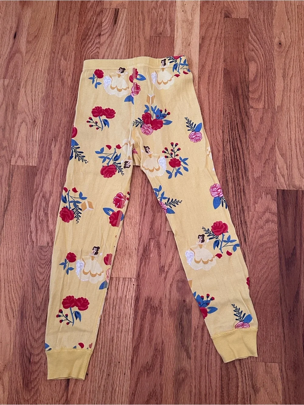 Hanna Andersson Size 110 5t Disney Belle Yellow Pajama Long John Beauty Beast